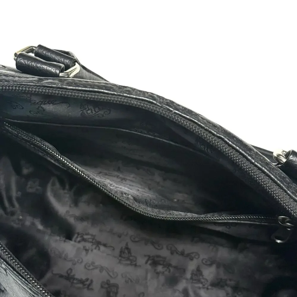 Disney Boutique Mickey & Minnie Mouse Black Faux Leather Barrel Satchel & Wallet